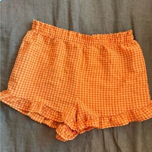 Wild Fable Orange Checkered High Waist Shorts